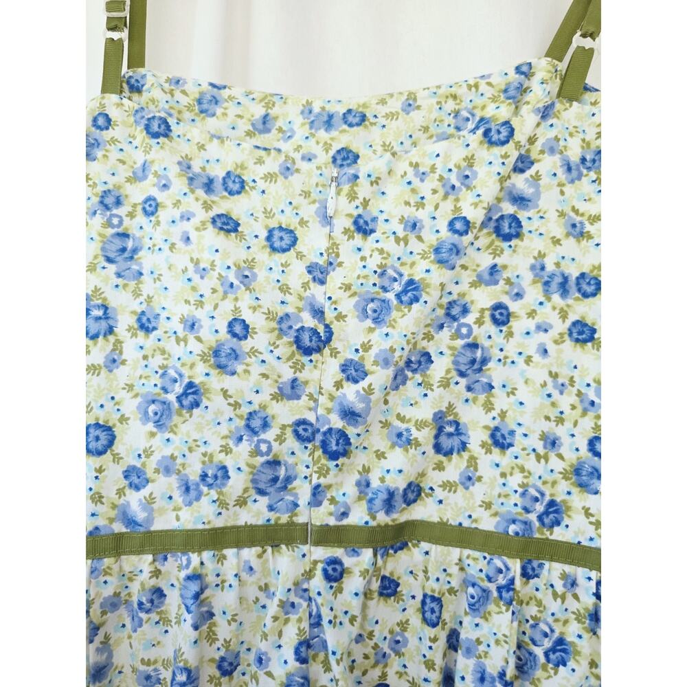 Anthro Odille Midi Dress Size 6 White Blue Sage Coquette Garden Wedding Cotton - Picture 10 of 11